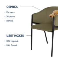 Фотография товара Стул Vente, велюр Velutto 69, с логотипом, зеленый от компании ChiedoCover.