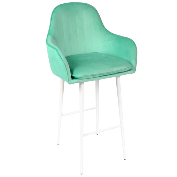 Кресло Сета, барные ножки, мятный, белый, велюр - фото 1