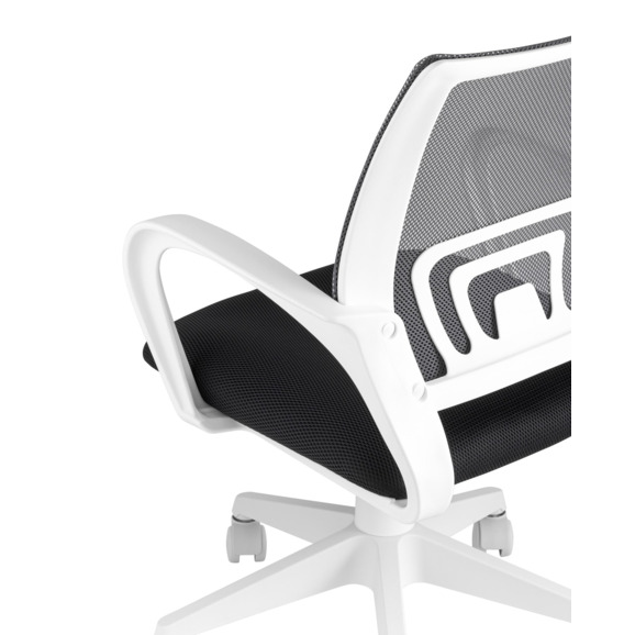 Кресло офисное TopChairs ST-BASIC-W серый, черное сиденье, крестовина пластик белый - фото 8