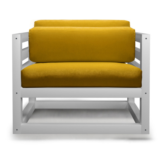 Кресло Магнус, Velvet желтый/ белый - фото 1