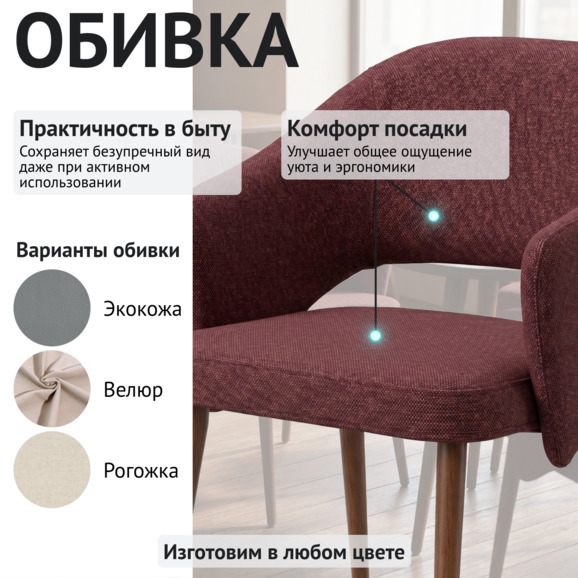 Стул Флай, рогожка Плей брик, ножки бук морилка светлый орех - фото 3