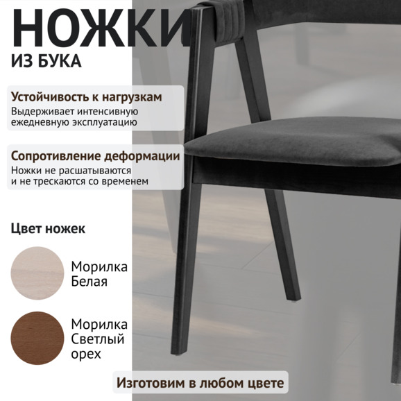 Полукресло Дольче, велюр чёрный Тедди 020, морилка черная - фото 4