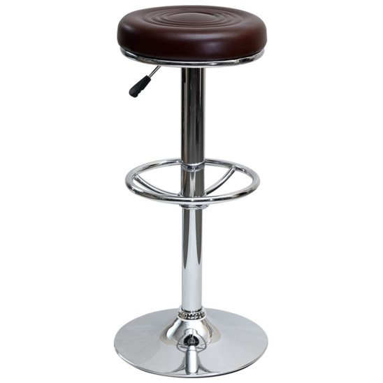 Барный стул Ноксвилл, коричневая кожа, хром - фото 1