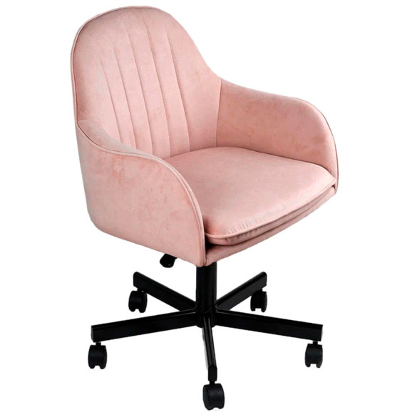 Кресло Сета, пятилучие, розовый, черный, велюр - фото 1