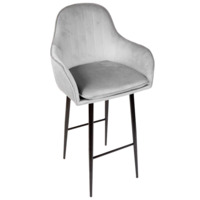 Настоящее фото товара Кресло Сета, барные ножки, светло-серый, черный, велюр, произведённого компанией ChiedoCover