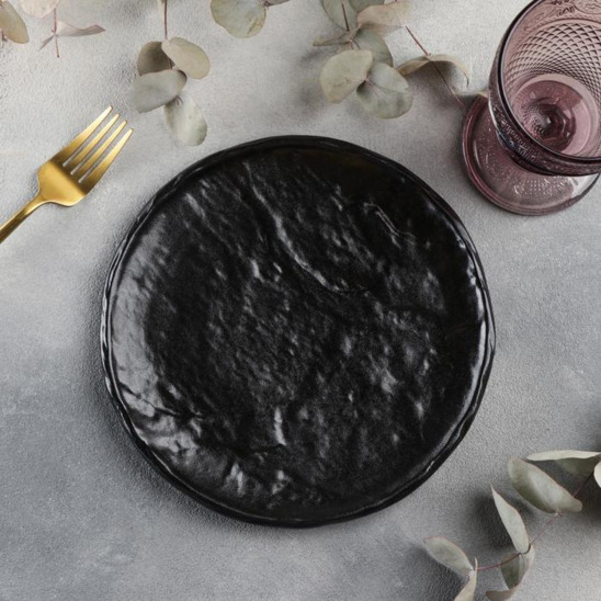 Блюдо для подачи Орион, 21×2 см, цвет чёрный - фото 1