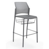 Стул Ревайнд барный с корзиной для бумаг, серый, черный