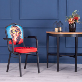 Стул Хит 25 с подлокотниками, каркас черный муар, с принтом Silence