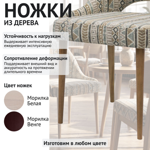 Стул Мила, шенилл ОНТАРИО аква сиа, светлый орех - фото 4