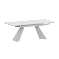Настоящее фото товара Стол раздвижной Дуит 1200х800+300, фрост, белый муар, произведённого компанией ChiedoCover