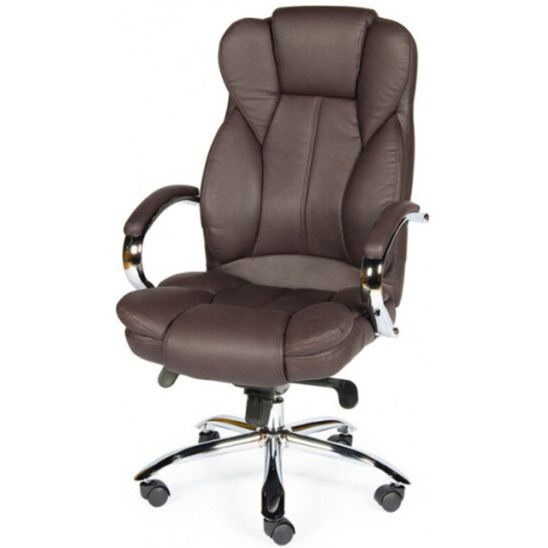 Кресло офисное / Верса / (brown) сталь + хром / темно-коричневая экокожа - фото 2