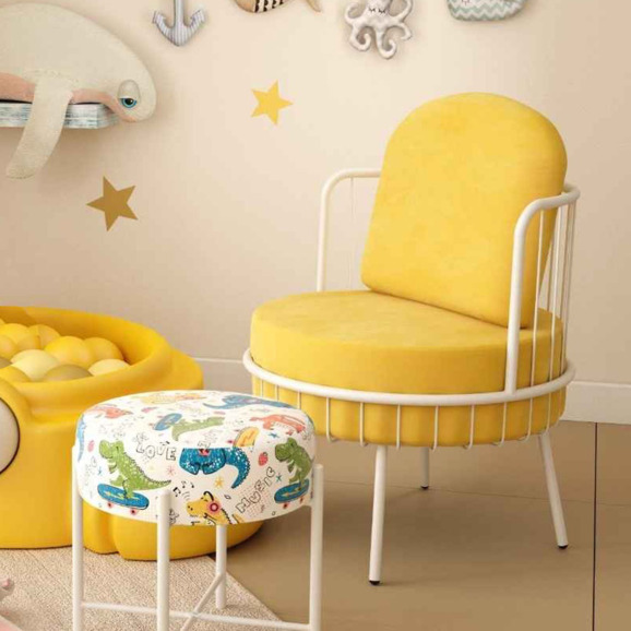 Кресло Rose, желтый, белый муар - фото 3