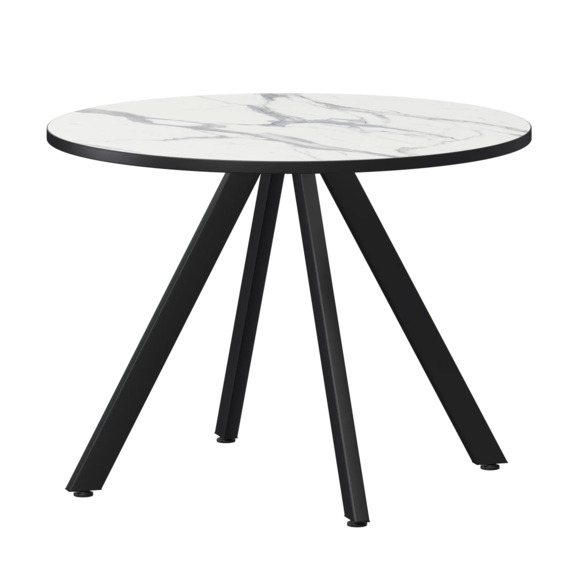 Стол нераздвижной Лаки мини 900мм, мрамор белый, черный муар - фото 1