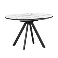 Настоящее фото товара Стол раздвижной Лаки мини 800+300мм, мрамор белый, черный муар, произведённого компанией ChiedoCover