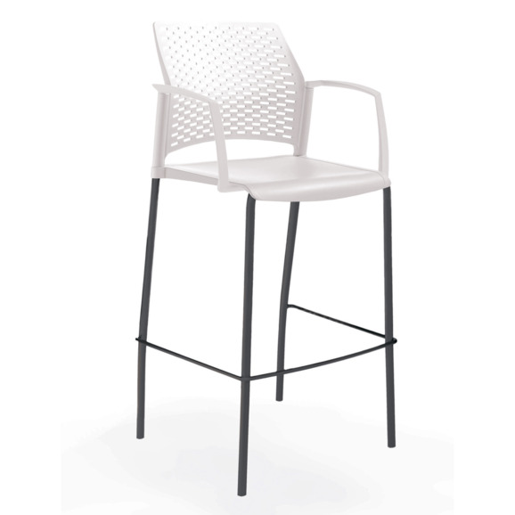 Стул Ревайнд барный с закрытыми подлокотниками, белый, черный - фото 1