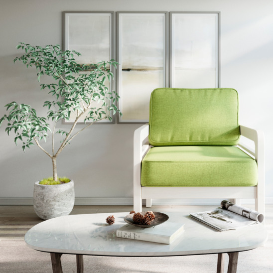Кресло Эмма зеленое, беленый дуб - фото 5