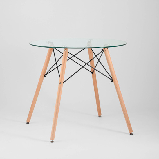 Стол круглый Eames DSW NEW, D80, прозрачный, стекло - фото 2