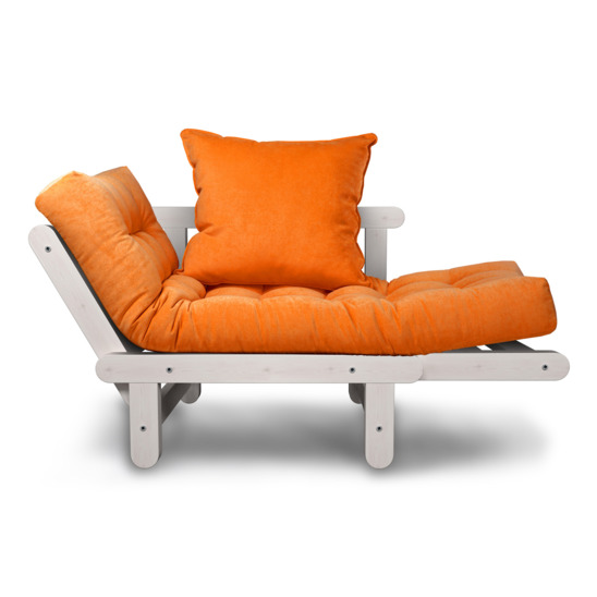 Кресло Сламбер, Velvet оранжевый/ беленый дуб - фото 3