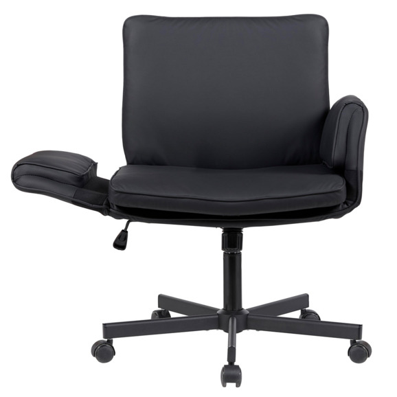 Кресло офисное TopChairs Foldo, с откидными подлокотниками, черное - фото 5