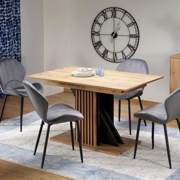 Стол обеденный Castle, раскладной, дуб вотан, черный Стол обеденный Castle, раскладной, дуб вотан, черный - фото 3