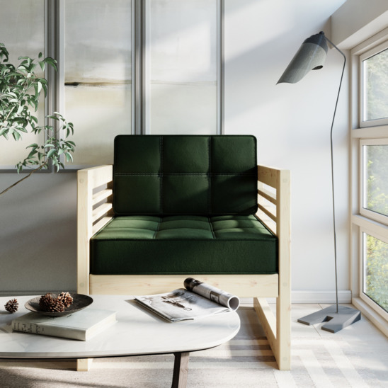 Кресло Вега сосна, зеленое - фото 5