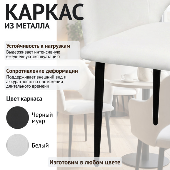 Стул Аква, велюр Фортиз 000, ножки металл черные - фото 4