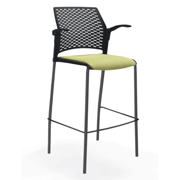 Стул Ревайнд барный с мягким сиденьем и подлокотниками, черный - фото 5