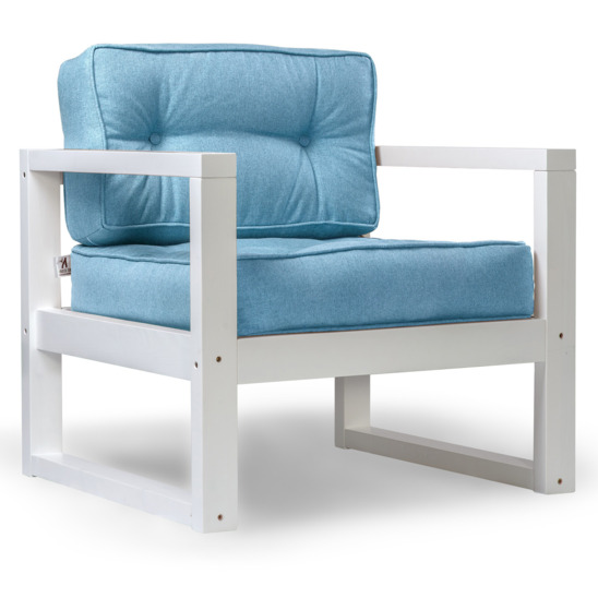 Кресло Амстер белая эмаль, голубое - фото 1