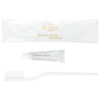 Настоящее фото товара Зубной набор HOTEL, зубная щётка + зубная паста 4 г, произведённого компанией ChiedoCover