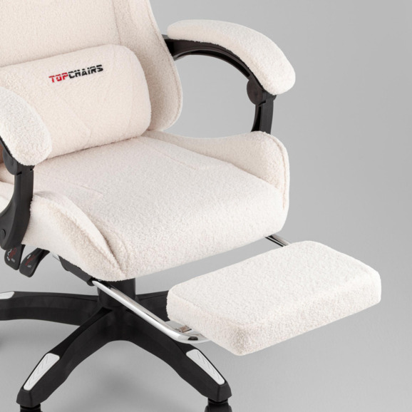 Кресло спортивное TopChairs MG-7019 букле белый - фото 7