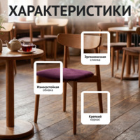 Фотография товара Стул Роквелл, подушка велюр Тедди 646, бук под лак от компании ChiedoCover.