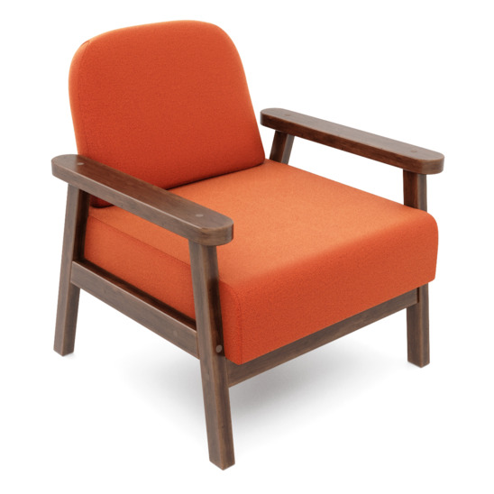 Кресло Лора орех, оранжевое - фото 1
