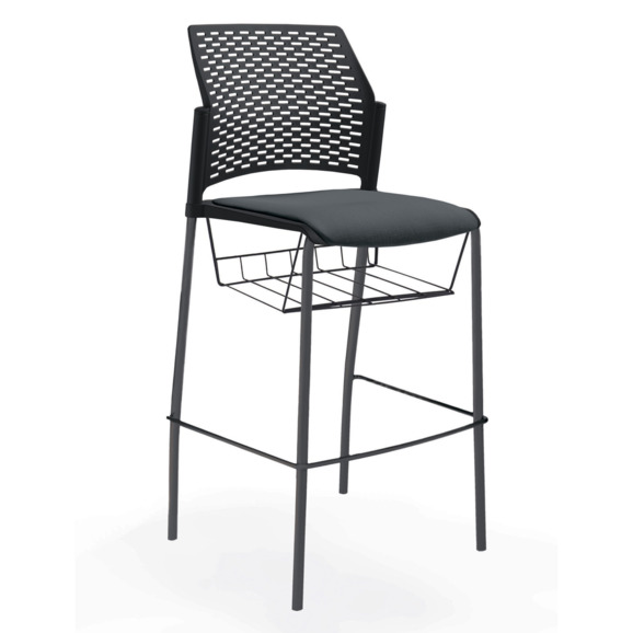 Стул Ревайнд барный с мягким сиденьем и корзиной для бумаг, черный - фото 3