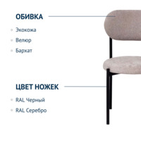 Фотография товара Стул Gawaii, букле Stella crystal, ножки металл черный муар от компании ChiedoCover.