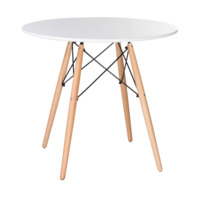 Фотография Стол обеденный Eames 80, ножки светлый бук, столешница белая от производителя ChiedoCover, картинка продукции, реальное фото товара Настоящее фото товара Стол обеденный Eames 80, ножки светлый бук, столешница белая, произведённого компанией ChiedoCover