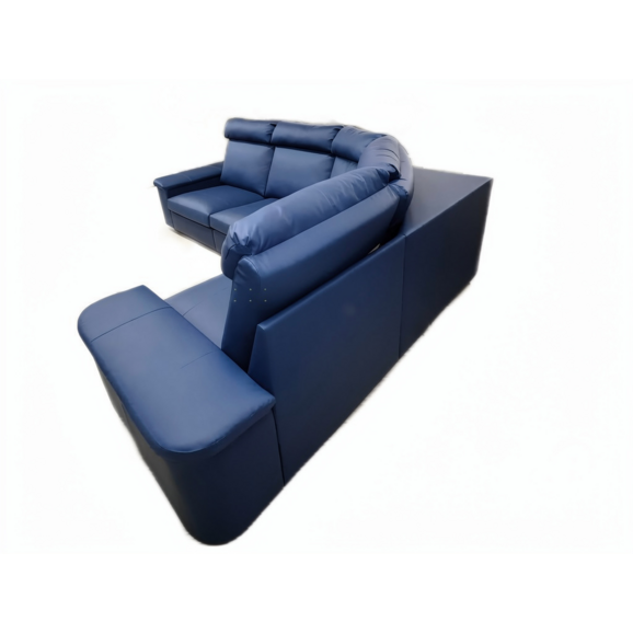 Диван угловой Наполи, нераскладной, экокожа пегасо, темно-синий - фото 3