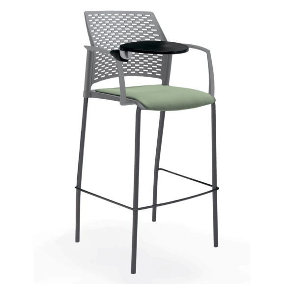 Стул Ревайнд барный с мягким сиденьем и пюпитром, серый, черный - фото 3