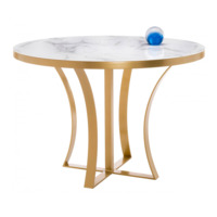 Настоящее фото товара Стеклянный стол Нейтон белый мрамор / золото, произведённого компанией ChiedoCover