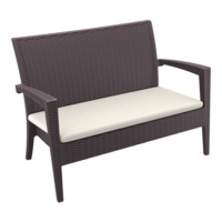 Настоящее фото товара Диван пластиковый плетеный с подушкой Miami Lounge Sofa, коричневый, произведённого компанией ChiedoCover