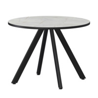 Настоящее фото товара Стол нераздвижной Лаки мини 800мм, серый каспий, черный муар, произведённого компанией ChiedoCover