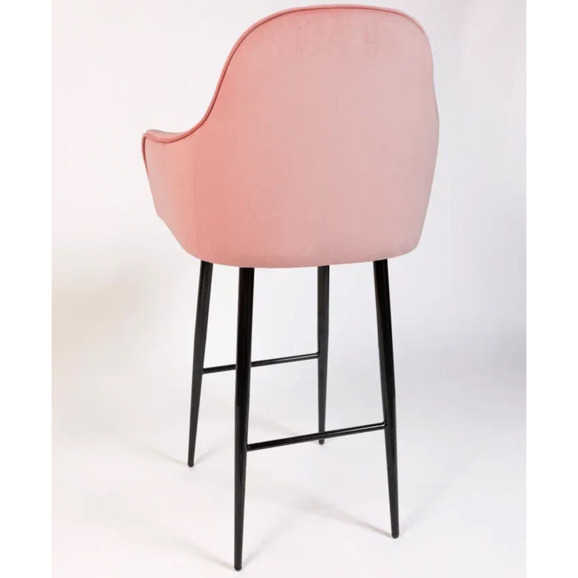 Кресло Сета, барные ножки, пудровый, черный, велюр - фото 5