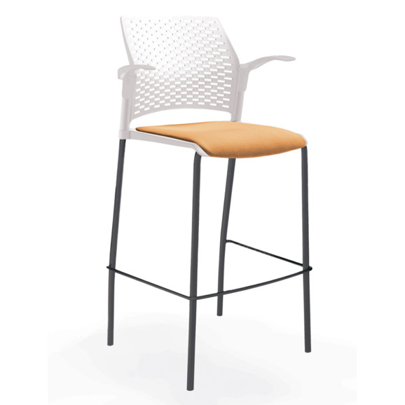 Стул Ревайнд барный с мягким сиденьем и подлокотниками, белый, черный - фото 5