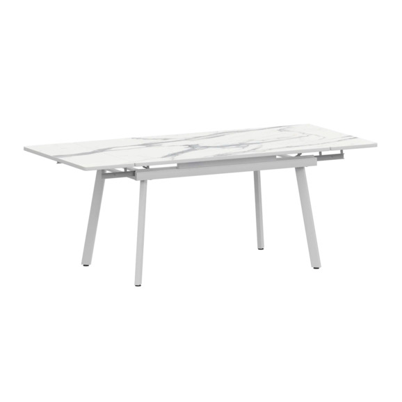 Стол раздвижной Гранди 1200+300+300, мрамор белый, белый муар - фото 1