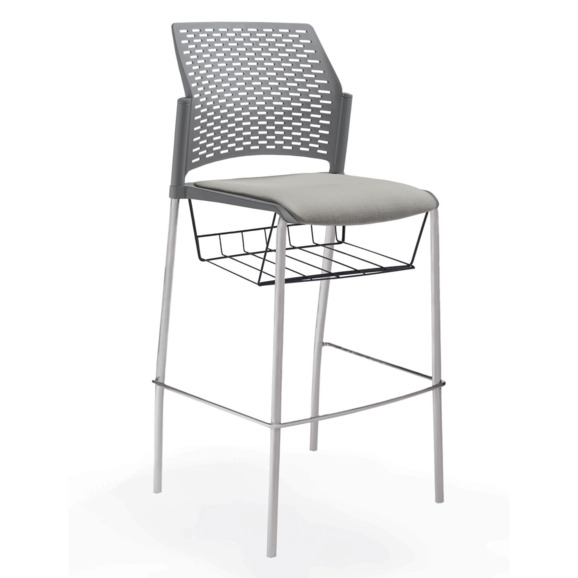 Стул Ревайнд барный с мягким сиденьем и корзиной для бумаг, серый Стул Ревайнд барный с мягким сиденьем и корзиной для бумаг, серый - фото 4
