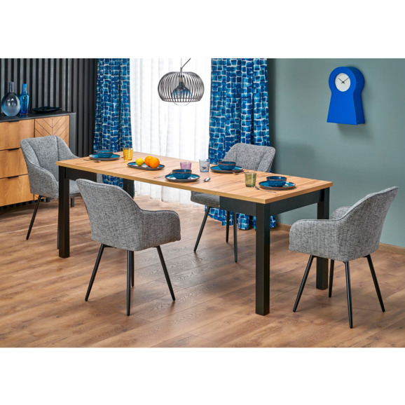 Стол обеденный Paisley, дуб артизан, черный Стол обеденный Paisley, дуб артизан, черный - фото 4