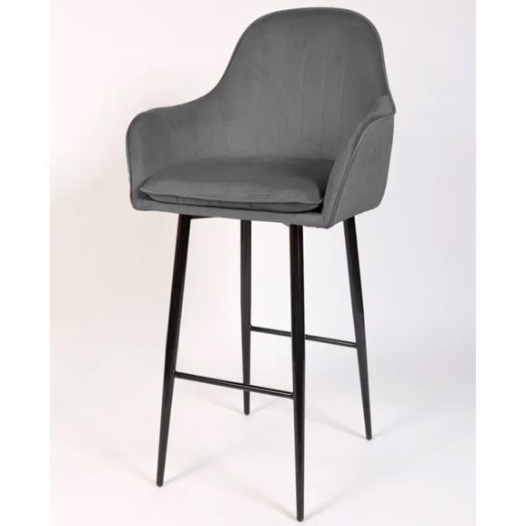 Кресло Сета, барные ножки, серый, черный, велюр - фото 3