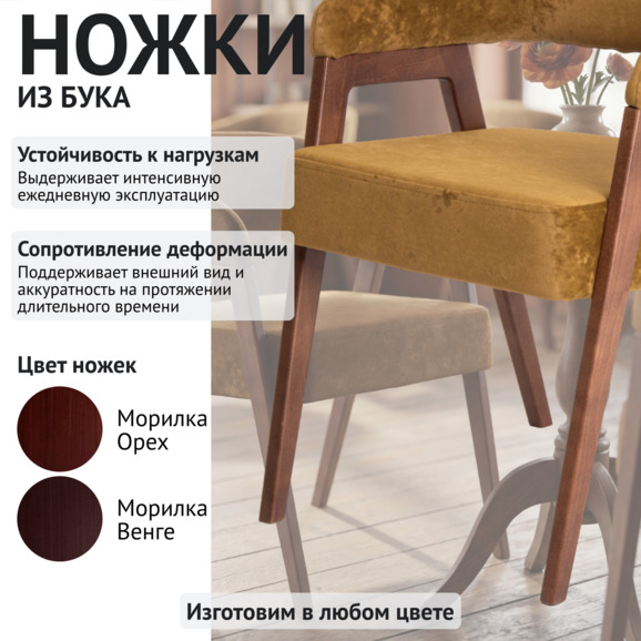 Стул Рикко, велюр Небби 021, ножки бук, морилка старинный орех Стул Рикко, велюр Небби 021, ножки бук, морилка старинный орех - фото 4