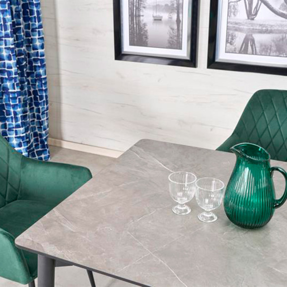 Стол обеденный Hyperbola, раскладной, серый мрамор, черный Стол обеденный Hyperbola, раскладной, серый мрамор, черный - фото 5