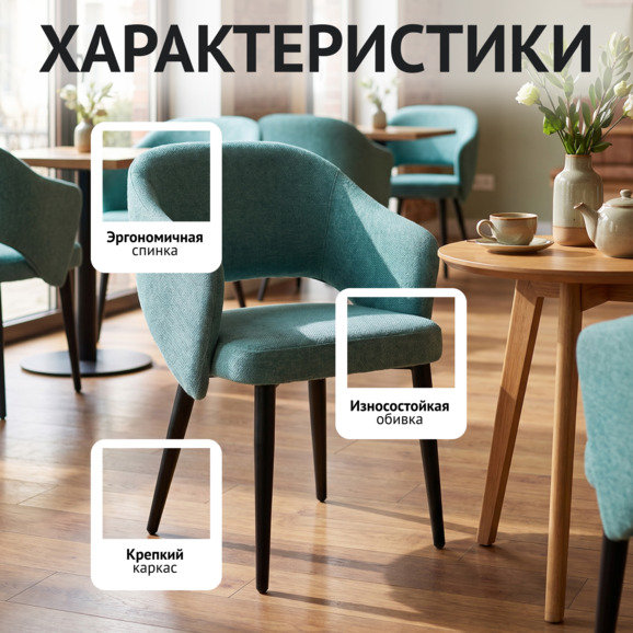 Стул Флай, синяя рогожка, ножки металлические Стул Флай, синяя рогожка, ножки металлические - фото 2