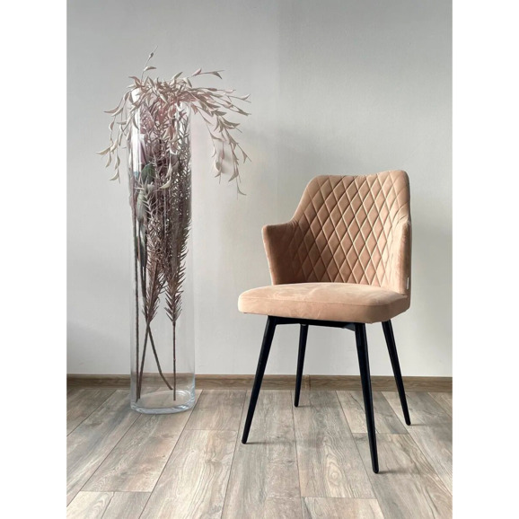 Стул HERMAN, бежевый, велюр, черный каркас, поворотный - фото 5